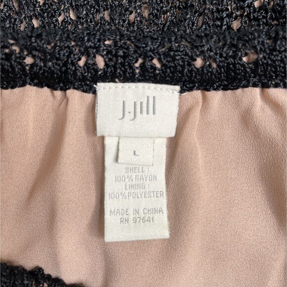 J Jill Skirt Size Large Black Lace Overlay Midi Adjustable Stretch Waist - Picture 5 of 7